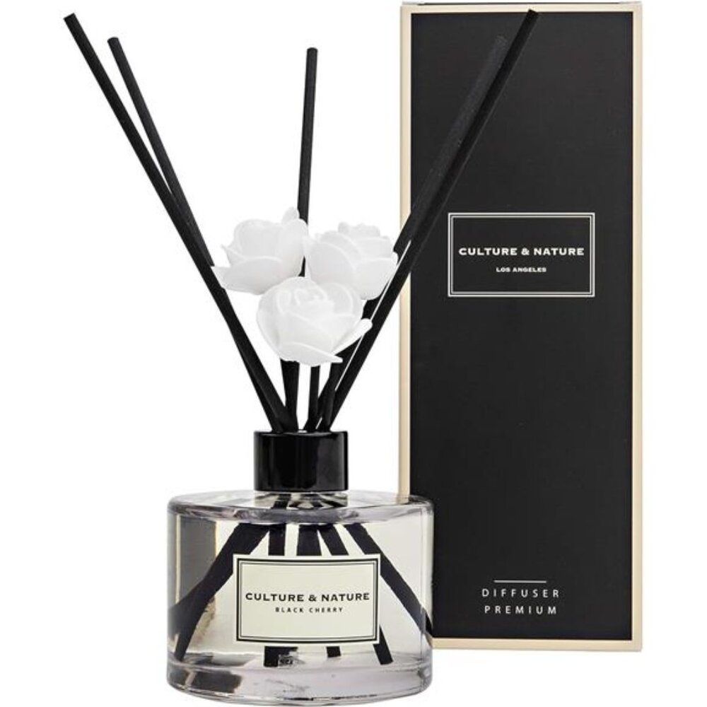 CULTURE & NATURE Reed Diffuser Set 6.7 oz (200ml) Black Cherry Scented Diffuser